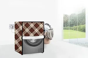 Stylista Washing Machine Cover Compatible for LG 6.0 Kg 5 Star Inverter Fully-Automatic Front Loading Washing Machine FHM1006ADW Checkered Pattern Beige-thumb1