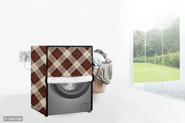 Stylista Washing Machine Cover Compatible for LG 6.0 Kg 5 Star Inverter Fully-Automatic Front Loading Washing Machine FHM1006ADW Checkered Pattern Beige-thumb2