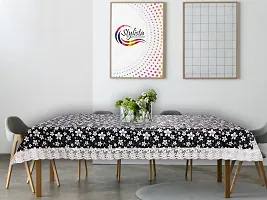 Stylista Waterproof 6 Seater Dining Table Cover Size 60x90 Inches Floral Pattern Black-thumb2