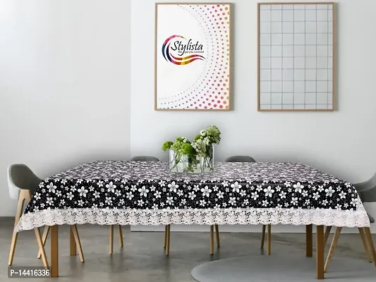 Stylista Waterproof 6 Seater Dining Table Cover Size 60x90 Inches Floral Pattern Black-thumb3