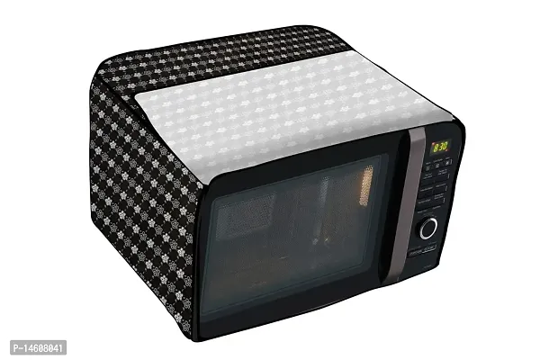 Stylista PVC Microwave Oven Cover for Panasonic 23L NN-CT353BFDG, Floral Pattern Black White-thumb5