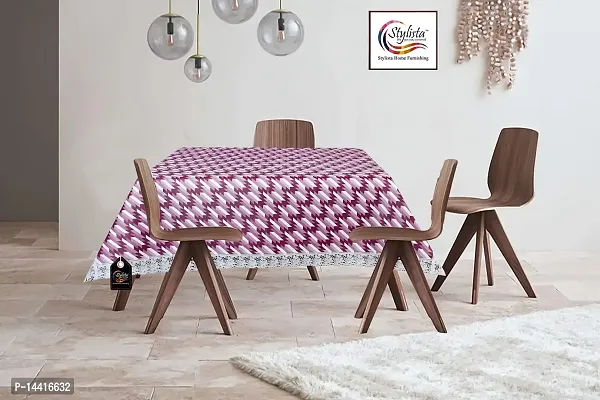 Stylista Waterproof Square 4 Seater Center Coffee Study Dining Table Cover Size 48x48 inches Symmetric Pattern Voilet-thumb2