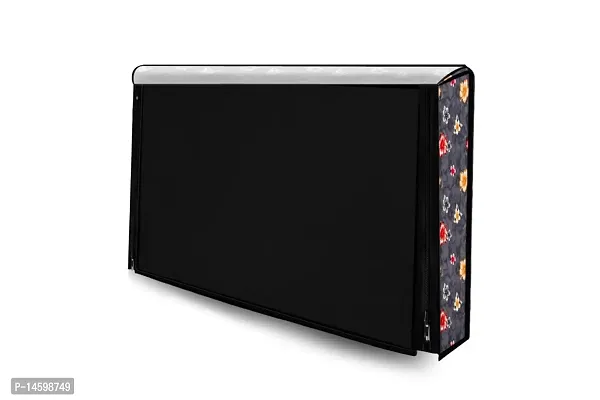 Stylista Printed Polyester LED/LCD TV Cover for 43 Inches All Brands and Models, Floral Pattern Grey-thumb3