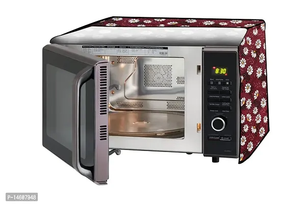 Stylista PVC Microwave Oven Cover for Bajaj 17 L Solo 1701 MT, Floral Pattern Red White