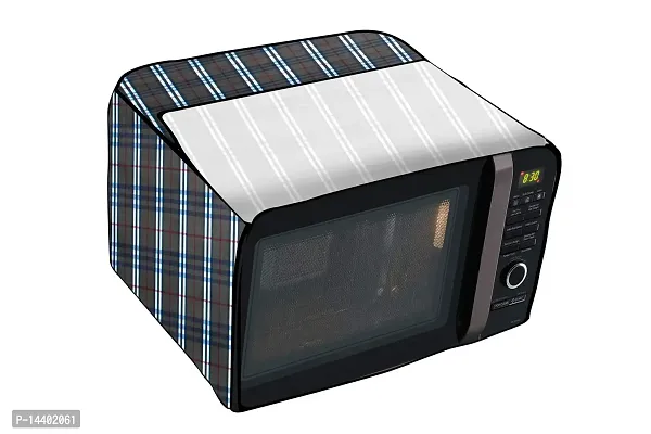 Stylista Microwave Oven Cover for LG 28 L Convection MC2886BRUM Checkered Pattern Grey-thumb5