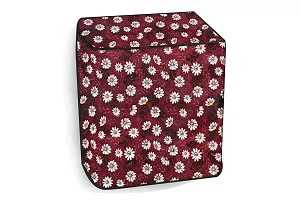 Stylista PVC Washing Machine Cover Compatible for Samsung 9.5 Kg Semi-Automatic Top Loading WT95A4200RR, Floral Pattern Red White-thumb2