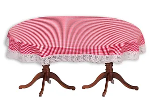 Stylista 4 Seater Oval Dining Table Cover with White Border lace - (Multicolour, 54x78 inches)-thumb4