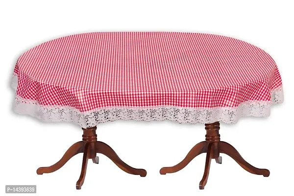 Stylista 4 Seater Oval Dining Table Cover with White Border lace - (Multicolour, 54x78 inches)-thumb5