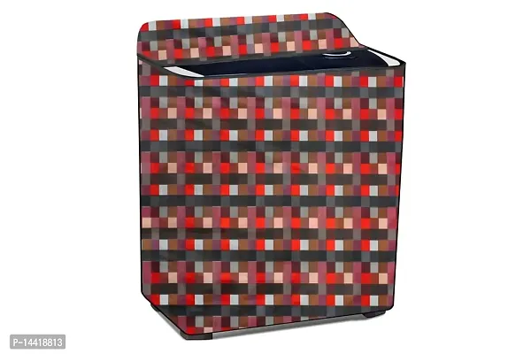 Stylista Washing Machine Cover Compatible for Godrej WS Edge 700 CT semi Automatic Lattice Pattern Red