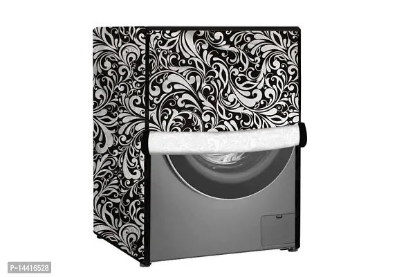 Stylista Washing Machine Cover Compatible for Front Load Samsung WF652B2STWQ 6.5 Kg Floral Pattern Black-thumb0