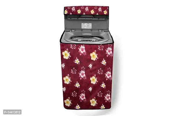 Stylista Washing Machine Cover Compatible for Samsung 7.5 Kg Inverter Fully-Automatic Top Loading Washing Machine WA75T4560BM/TL Floral Pattern Red