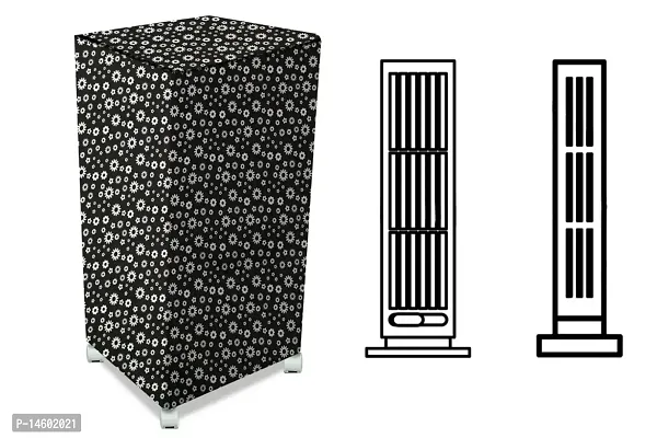 Stylista Air Cooler Cover Compatible for Kumaka Plastic Kmk-Tf23-F 23 LTR Tower Cooler, Ployester, Floral Pattern White-thumb0