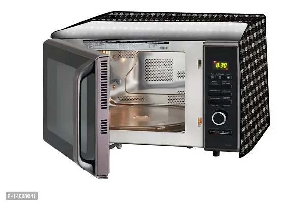 Stylista PVC Microwave Oven Cover for Panasonic 23L NN-CT353BFDG, Floral Pattern Black White