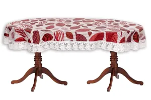 Stylista 6 Seater Oval Dining Table Cover WxL 60x90 inches with White Border lace-thumb4