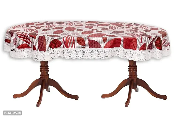 Stylista 6 Seater Oval Dining Table Cover WxL 60x90 inches with White Border lace-thumb5