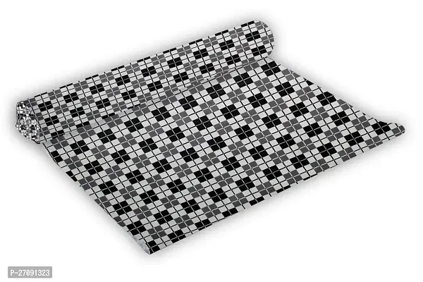 Stylish Shelf Cover For Kitchen Shelves, Shelf Mat For Cupboards, Shelves Covers Sheets Roll For Wardrobe, Drawer Slab Mats W 18 Inches L 5 Meter Roll, Checkered Pattern Black-thumb0