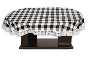 Stylista 6 Seater Oval Dining Table Cover WxL 60x90 inches with White Border lace-thumb2