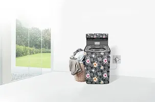 Stylista Washing Machine Cover Compatible for Samsung 7.5 Kg Inverter Fully-Automatic Top Loading Washing Machine WA75T4560BM/TL Floral Pattern Grey-thumb1