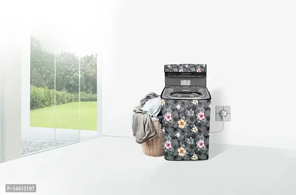 Stylista Washing Machine Cover Compatible for Samsung 7.5 Kg Inverter Fully-Automatic Top Loading Washing Machine WA75T4560BM/TL Floral Pattern Grey-thumb2