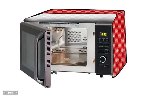 Stylista Microwave Oven Cover for Kenstar 20 L Convection KJ20CBG101 Gingham Pattern Red-thumb0