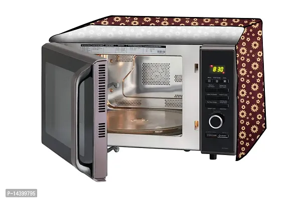 Stylista Microwave Oven Cover for Mitashi 20 L Convection MiMW20C8H100 Floral Pattern Coffee