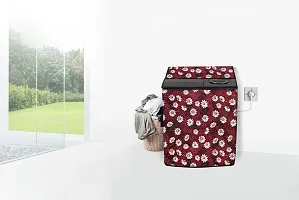 Stylista PVC Washing Machine Cover Compatible for Samsung 9.5 Kg Semi-Automatic Top Loading WT95A4200RR, Floral Pattern Red White-thumb1