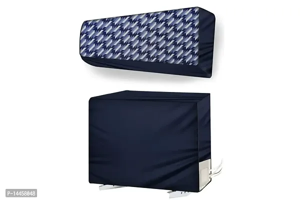 Stylista split ac cover set of indoor and outdoor unit Compatible for 1.5 Ton LG PS-Q19APZF Symmetric Pattern Blue