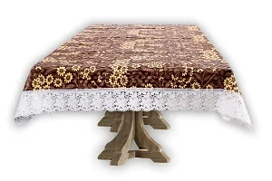 Stylista 8 Seater Dining Table Cover Size 60x108 Inches Floral Pattern Beige-thumb1