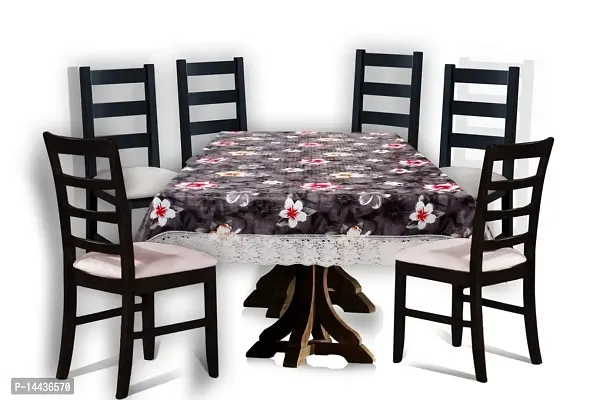 Stylista Waterproof 6 Seater Dining Table Cover Size 60x90 Inches Floral Pattern Grey