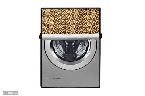 Stylista PVC Washing Machine Cover Compatible for Samsung 7 Kg Fully-Automatic Front Loading WW70J42E0BX, Packed Pattern Yellow