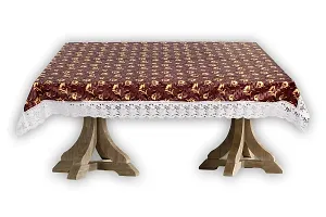 Stylista 8 Seater Dining Table Cover Size 60x108 Inches Floral Pattern Coffee Brown-thumb3