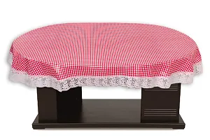 Stylista 4 Seater Oval Dining Table Cover with White Border lace - (Multicolour, 54x78 inches)-thumb2