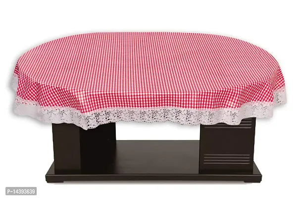 Stylista 4 Seater Oval Dining Table Cover with White Border lace - (Multicolour, 54x78 inches)-thumb3