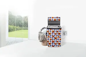 Stylista Washing Machine Cover Compatible for Whirlpool 7.5 Kg Fully-Automatic WHITEMAGIC Elite 7.5 Gingham Floral Pattern Blue-thumb1