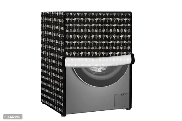 Stylista Washing Machine Cover Compatible for Samsung 9 Kg Fully Automatic Washing Machine with in-Built Heater WW90K54E0UX/TL Floral Pattern Black