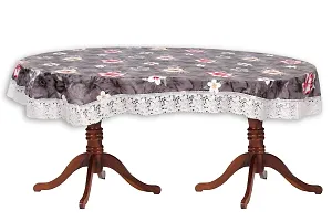 Stylista 8 Seater Oval Dining Table Cover WxL 60x108 inches with White Border lace-thumb4