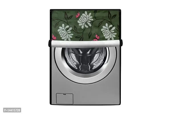 Stylista Waterproof Front Load Washing Machine Cover Compatible for Godrej 6 Kg Petals Pattern Green-thumb0