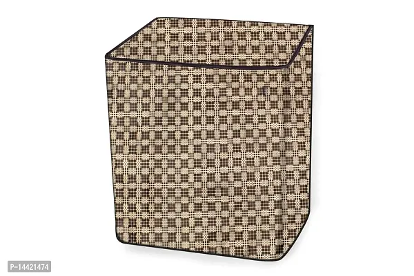 Stylista Washing Machine Cover Compatible for Sansui WMSS60AS-CMA semi Automatic 6kg Checkered Pattern Dark Brown-thumb5