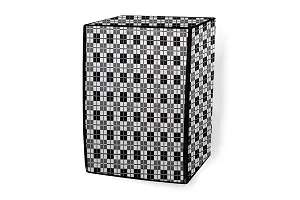 Stylista PVC Washing Machine Cover Compatible for Samsung 7 Kg Fully-Automatic Front Loading WW70J42E0KW, Checkered Pattern Black-thumb4