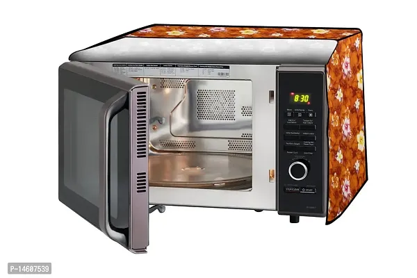 Stylista PVC Microwave Oven Cover for Whirlpool 20 L Solo Magicook Classic-20L, Floral Pattern Orange-thumb0