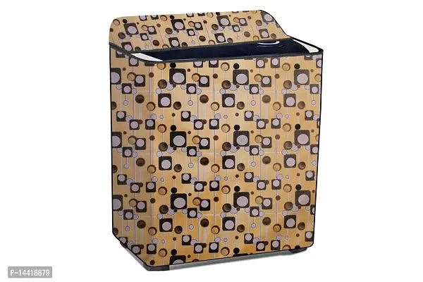 Stylista Washing Machine Cover Compatible for Godrej WS Edge 700 CT semi Automatic Geometric Pattern Yellow