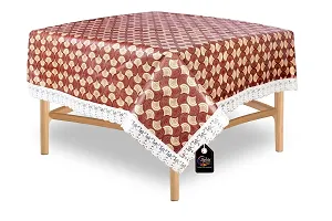 Stylista Square 4 Seater Center Coffee Study Dining Table Cover Size 48x48 Inches Counterchange Pattern Brick-thumb1