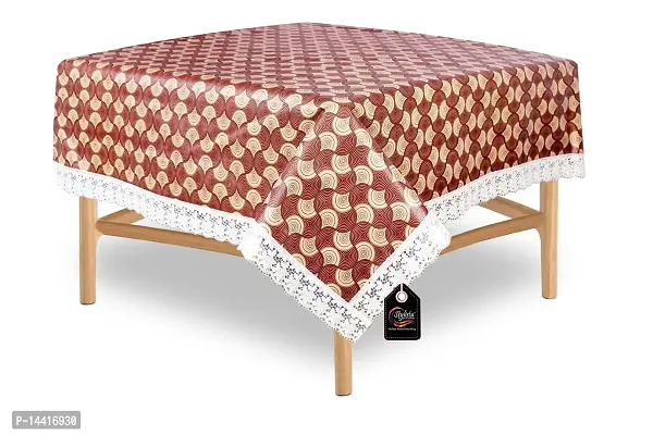 Stylista Square 4 Seater Center Coffee Study Dining Table Cover Size 48x48 Inches Counterchange Pattern Brick-thumb2