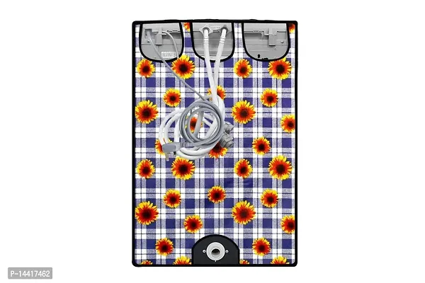 Stylista Washing Machine Cover Compatible for Whirlpool 7.5 Kg Fully-Automatic WHITEMAGIC Elite 7.5 Gingham Floral Pattern Blue-thumb5