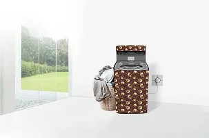 Stylista PVC Washing Machine Cover Compatible for Godrej 6.1 Kg Fully-Automatic Top Loading WT 610 ES, Floral Pattern Coffee Brown-thumb1