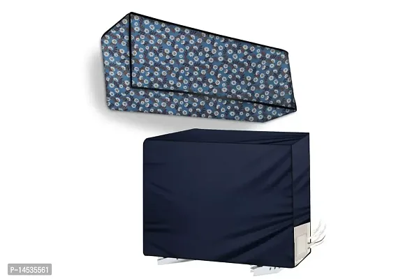 Stylista split ac cover set of indoor and outdoor unit Compatible for 1.9 Ton Mitsubishi Kirigamine MSY-RJS FLORAL BLUE