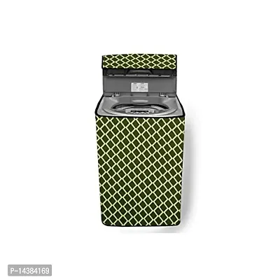 Stylista Washing Machine Cover Compatible for Samsung 7.0 Kg Fully-Automatic Top Loading WA70N4420BS/TL Argyle Pattern Olive Green-thumb0