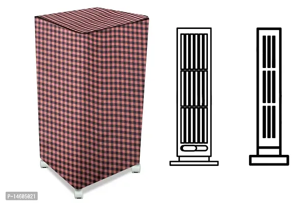 Stylista Air Cooler Cover Compatible for Kumaka Plastic Kmk-Tf23-F 23 LTR Tower Cooler, Ployester, Gingham Pattern Coffee