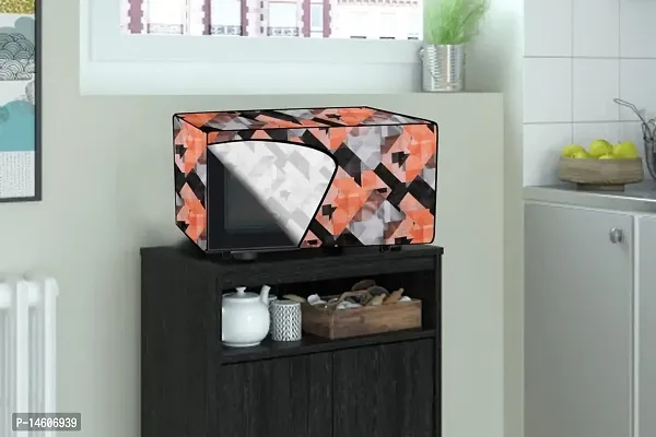 Stylista PVC Microwave Oven Cover for Whirlpool Magicook Classic 20L Solo, Chekered Pattern Orange-thumb2