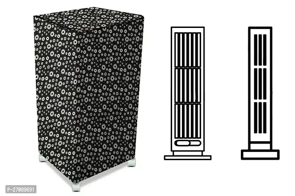 Stylish Air Cooler Cover Compatible For Kumaka Plastic Kmk-Tf23-F 23 ltr Tower Cooler, Ployester, Floral Pattern White-thumb0